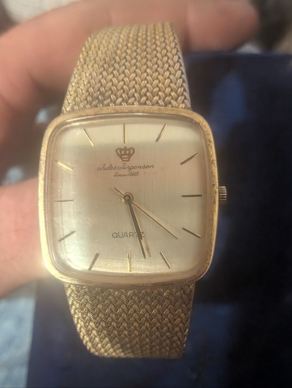 Vintage Jules Jurgenson Goldplated Mesh Band Quartz Watch